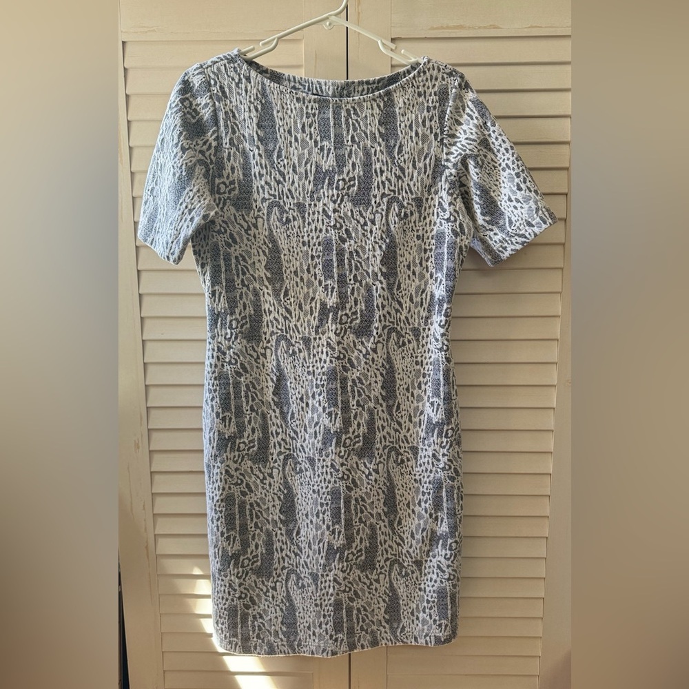 Sharagano | Textured Knit Lace Short Sleeve Dress -‎ Black/White, Size 6